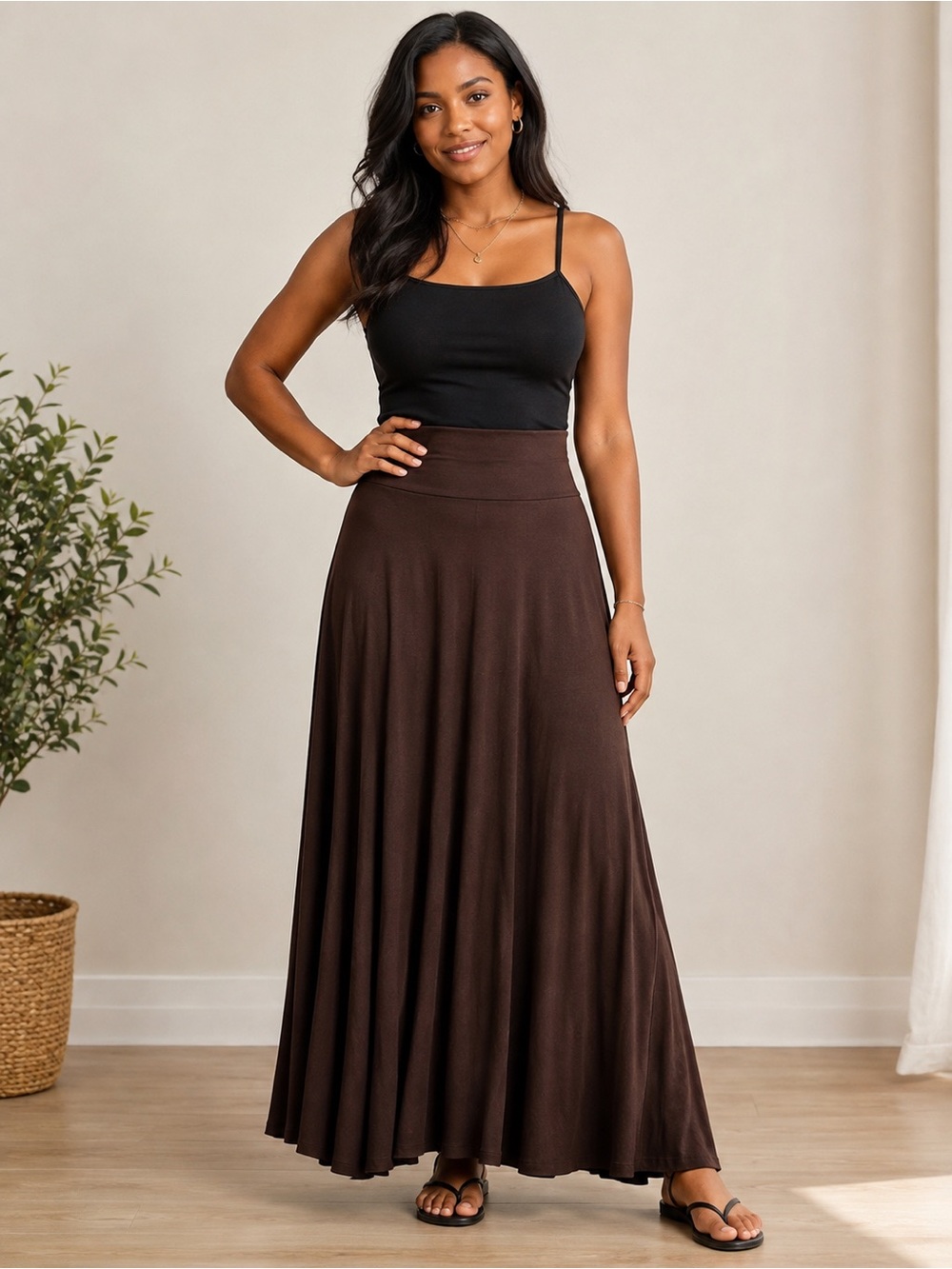 Chocolate Brown Maxi Skirt